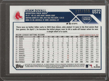 2023 Topps Update #US72 Adam Duvall Blue Foil #/999 - ChronicCards