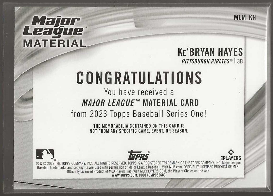 2023 Topps #MLM-KH Ke'Bryan Hayes Major League Material Relics (Series One)