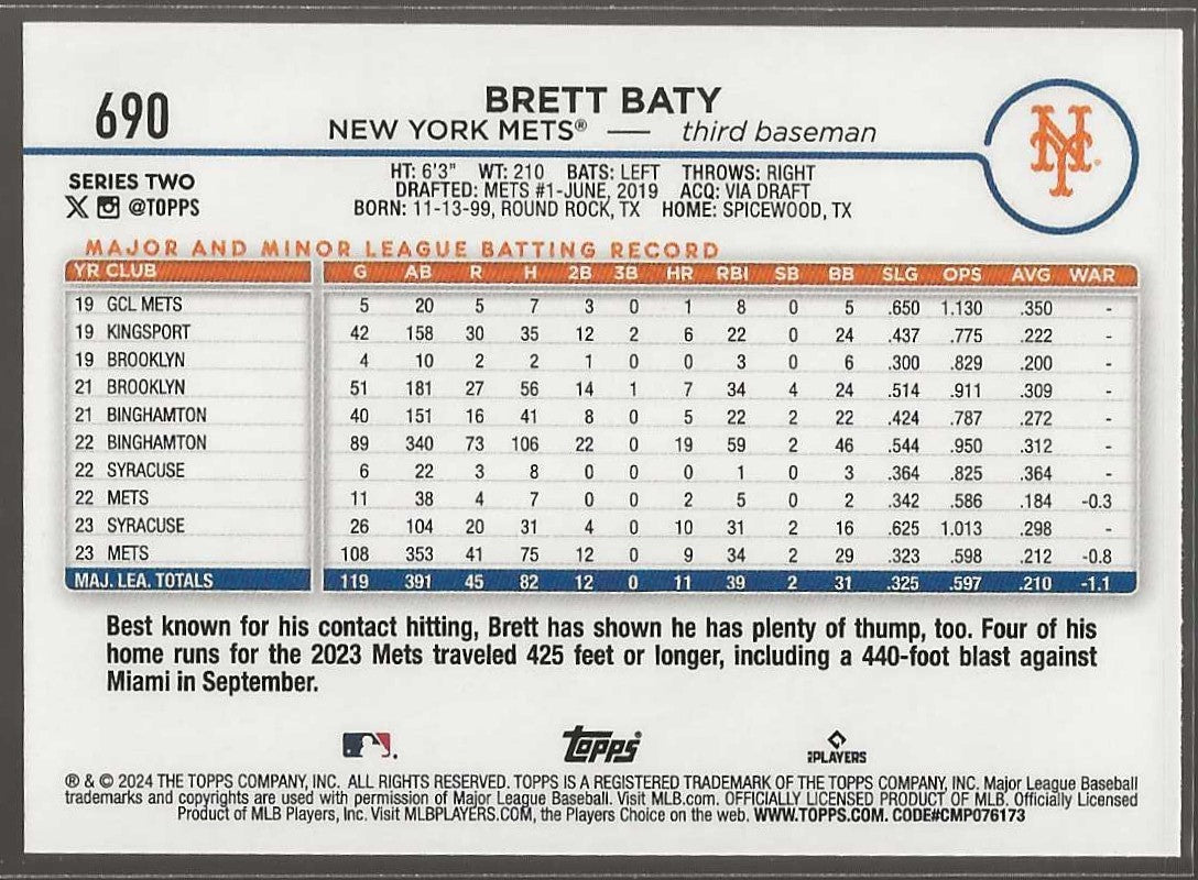 2024 Topps #690 Brett Baty