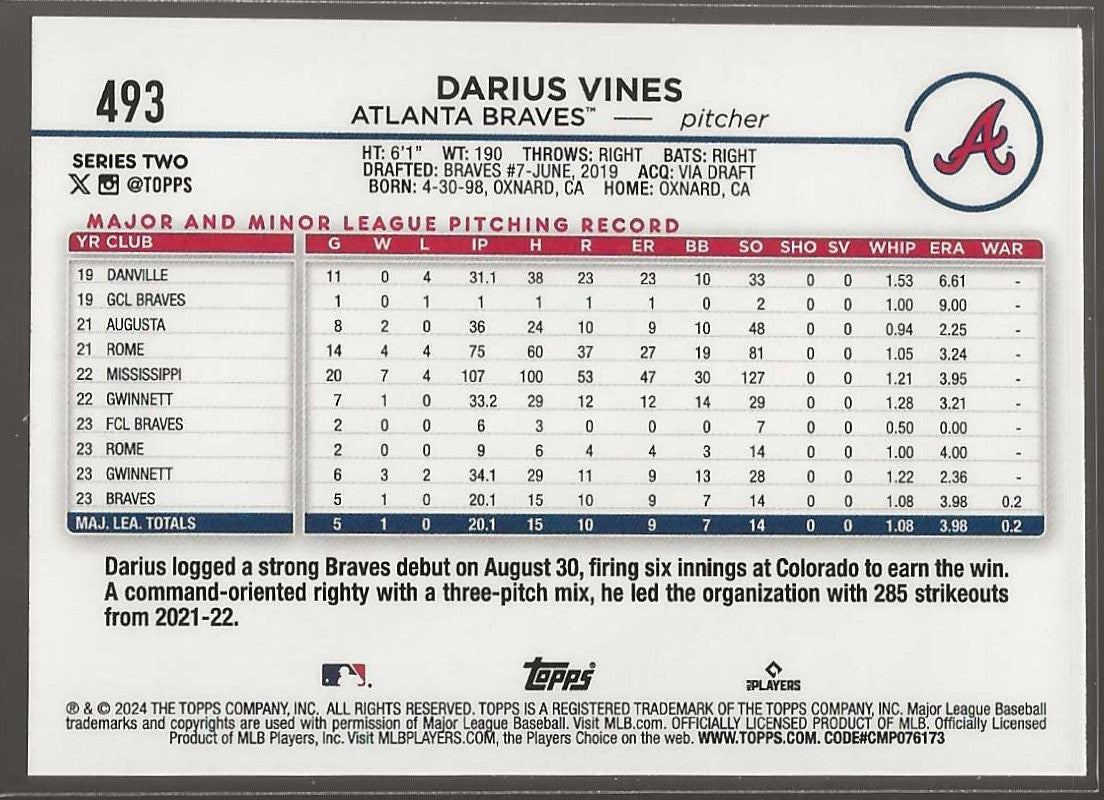 2024 Topps #493 Darius Vines