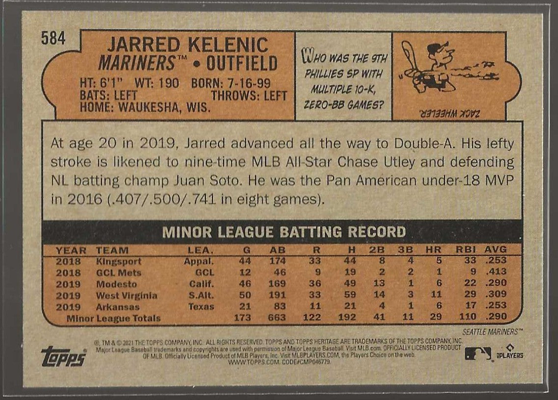 2021 Topps Heritage #584c Jarred Kelenic