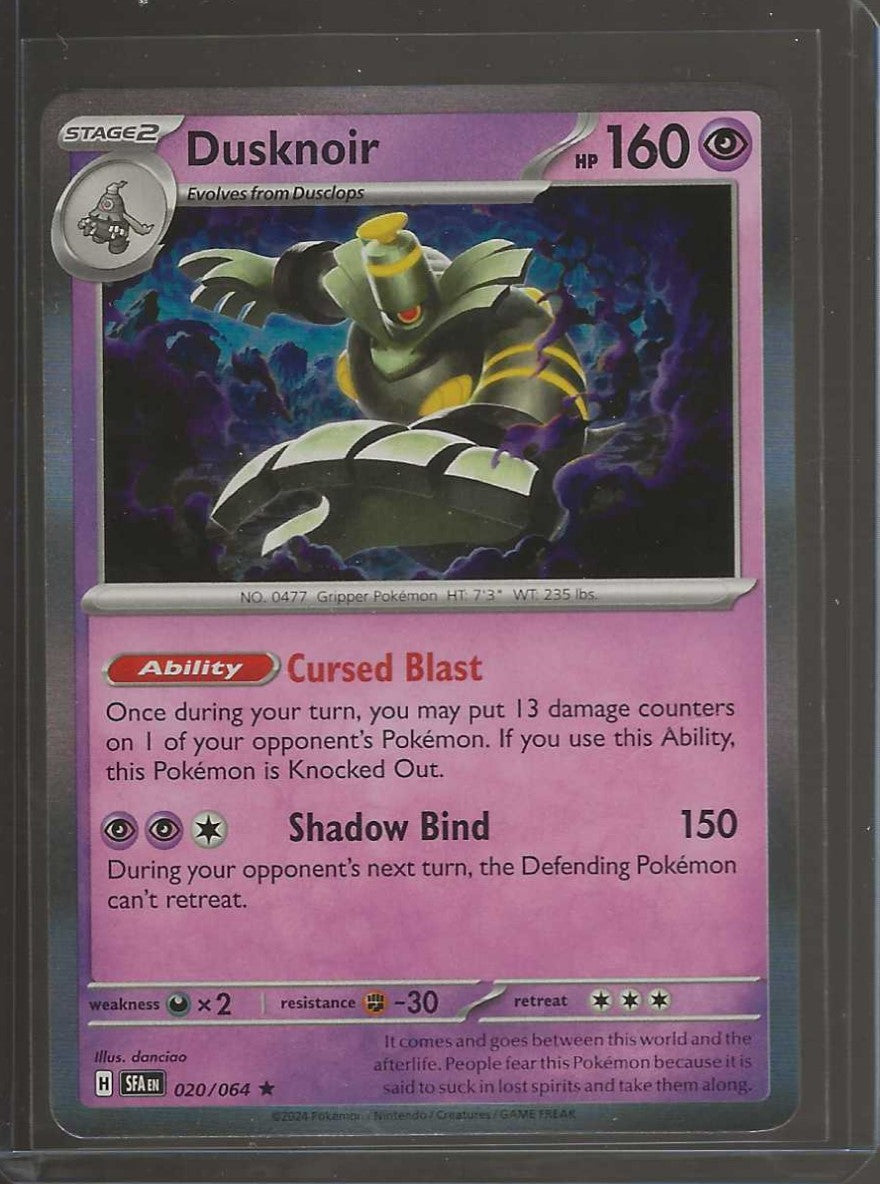 2024 Pokémon Scarlet Violet Shrouded Fable Dusknoir 20 /64 Holographic Holo