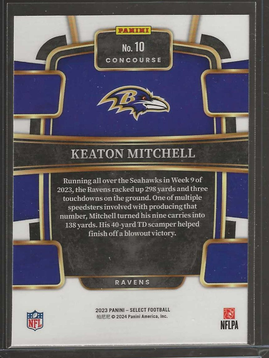 2023 Panini Select Football #10 Keaton Mitchell Concourse - Ravens