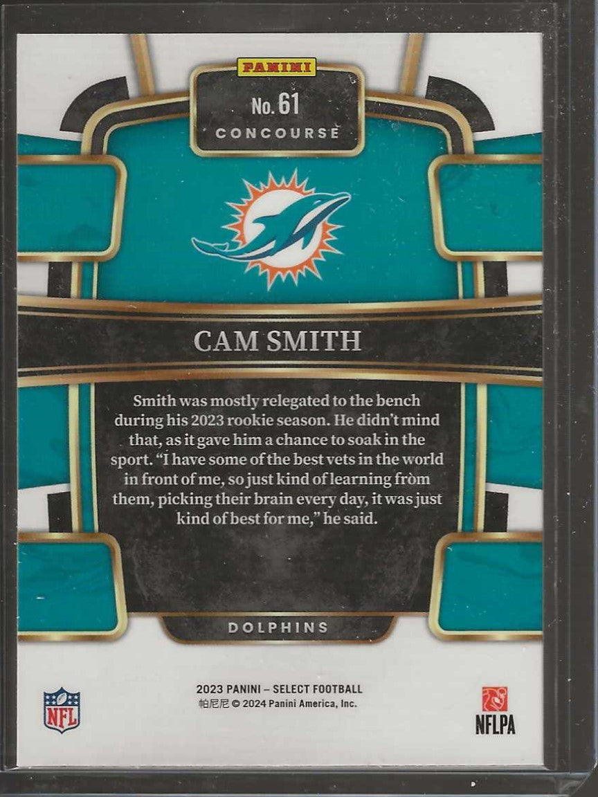 2023 Panini Select Football #61 Cam Smith Concourse - Dolphins