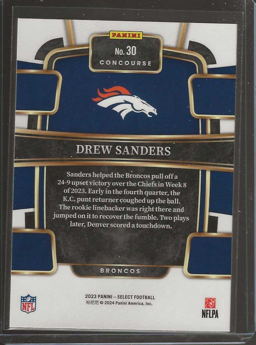 2023 Panini Select Football #30 Drew Sanders Concourse - Broncos