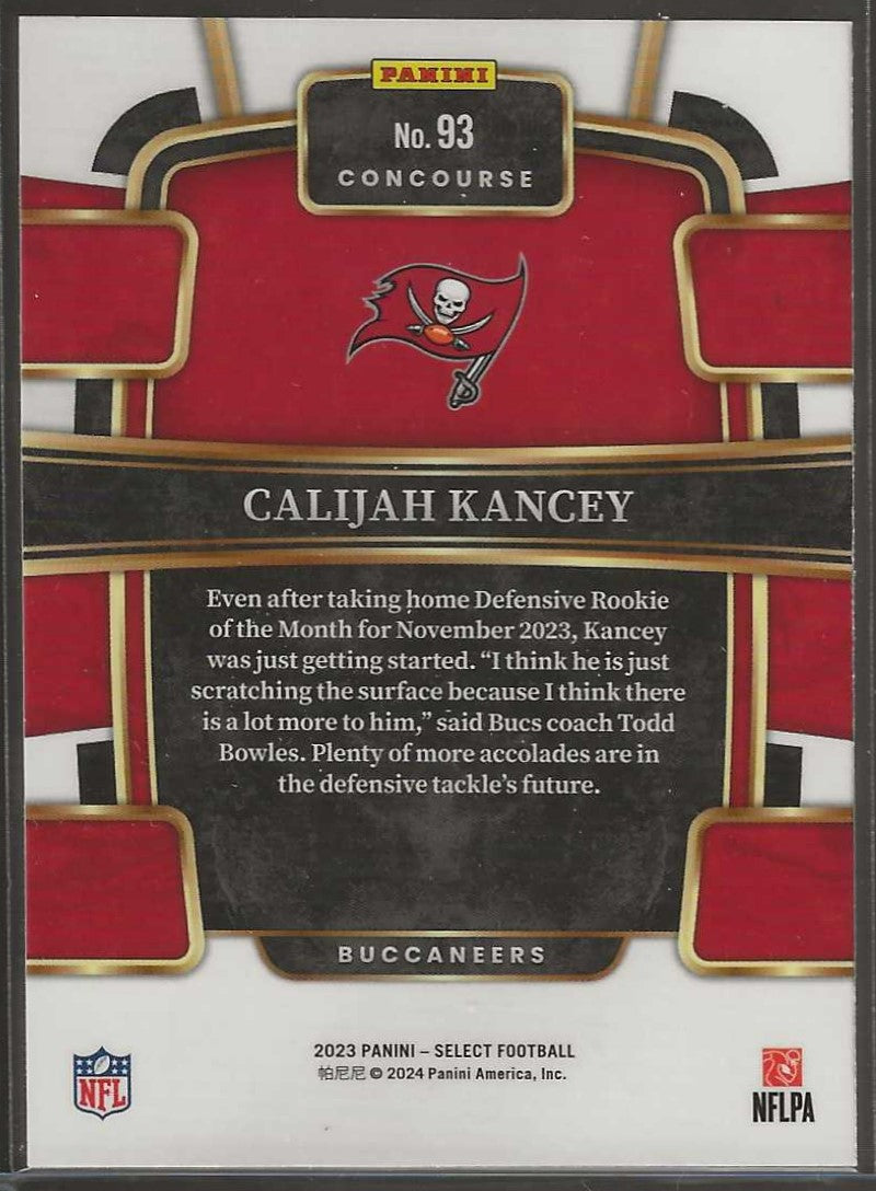 2023 Panini Select Football #93 Calijah Kancey Concourse - Buccaneers