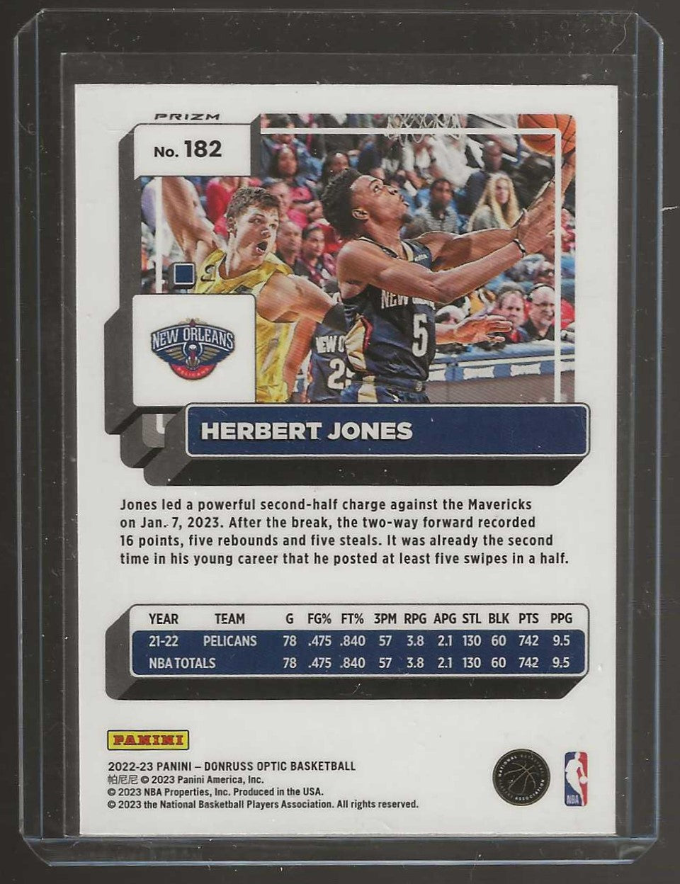 2022-23 Panini Optic Donruss Herbert Jones Silver Prizm