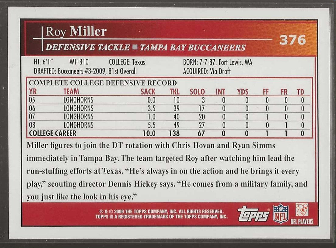 2009 Topps #376 Roy Miller