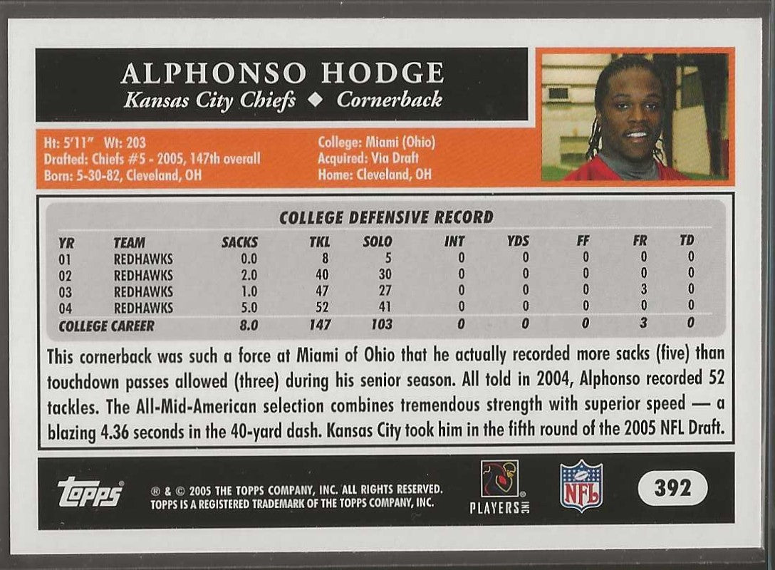 2005 Topps #392 Alphonso Hodge