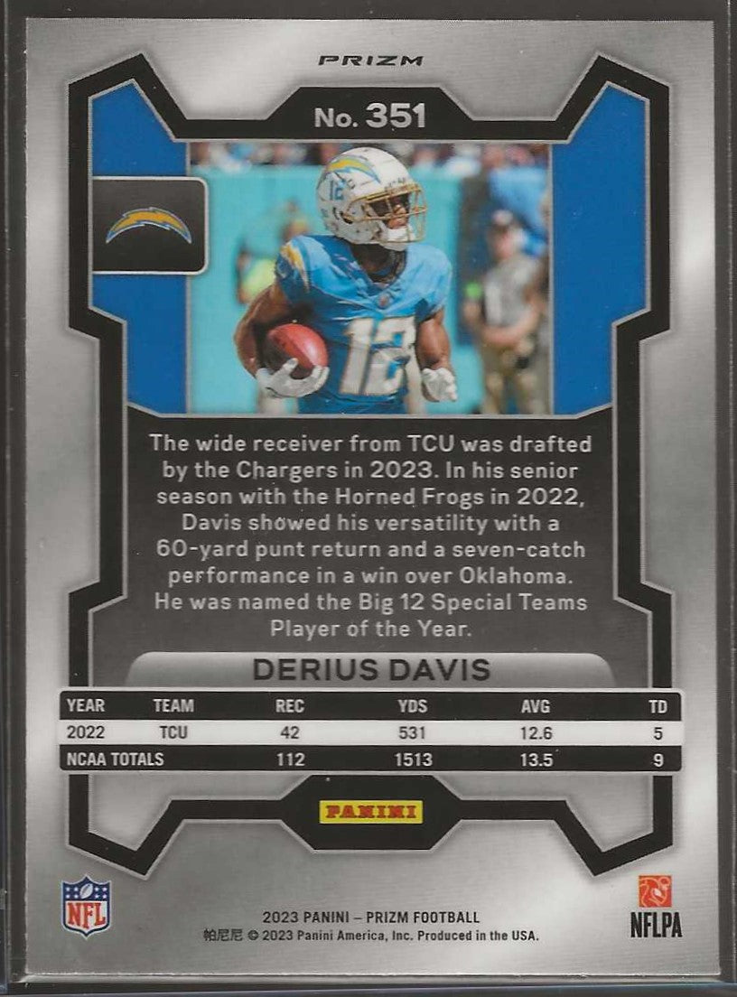 2023 Panini Prizm #351 Derius Davis Red White and Blue