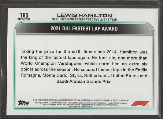 2022 Topps Chrome Formula 1 #195 Lewis Hamilton Refractor - ChronicCards