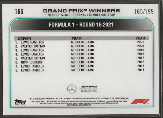 2022 Topps Chrome Formula 1 #165 Lewis Hamilton Purple Checker Flag #/199 - ChronicCards