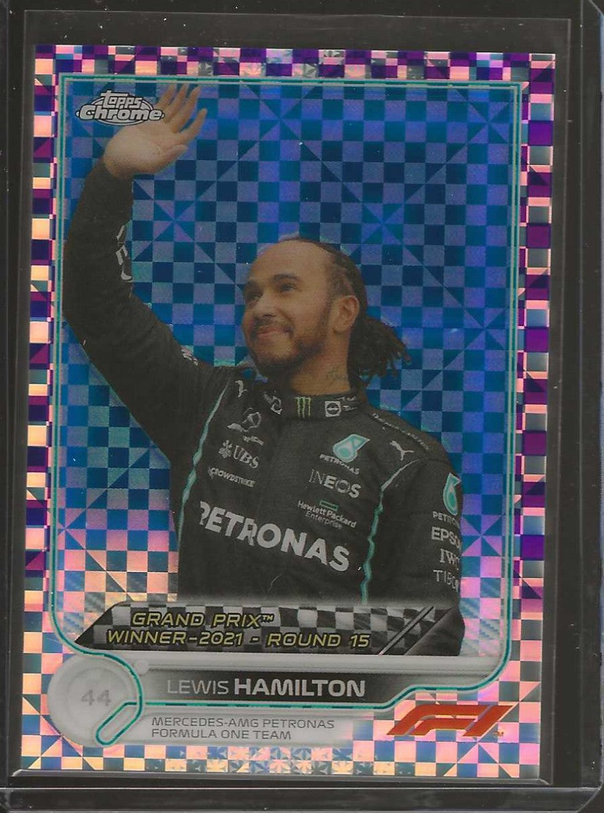 2022 Topps Chrome Formula 1 #165 Lewis Hamilton Purple Checker Flag #/199