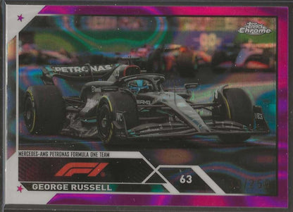 2023 Topps Chrome Formula 1 #16 George Russell Fuchsia Lava Refractor #/250 - ChronicCards