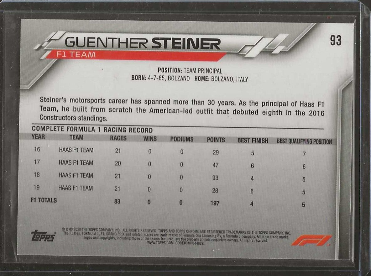 2020 Topps Chrome Formula 1 #93 Guenther Steiner