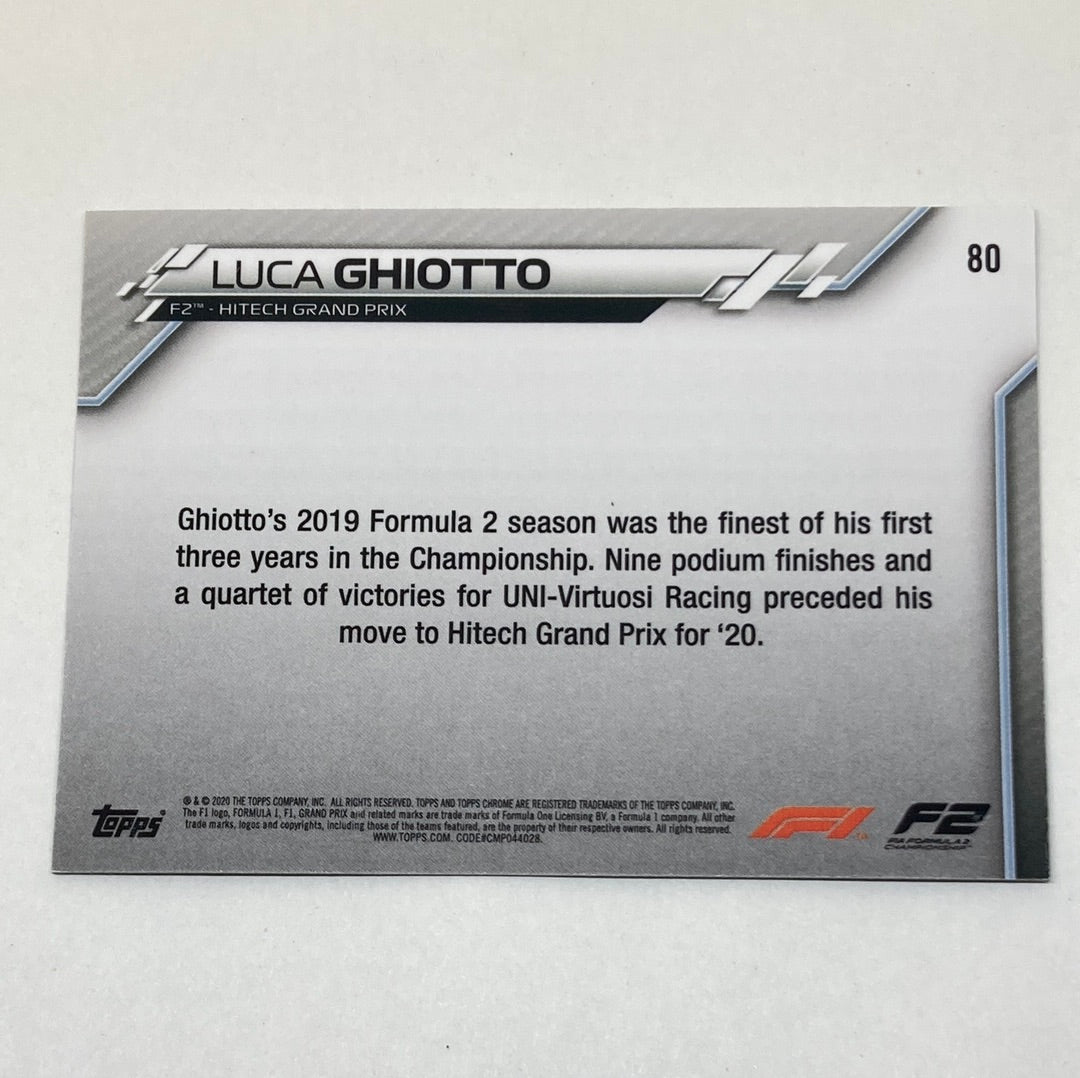2020 Topps Chrome Luca Ghiotto #80 Base F1 Card