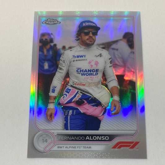 2022 Topps Chrome Fernando Alonso #16 F1 Refractor Card