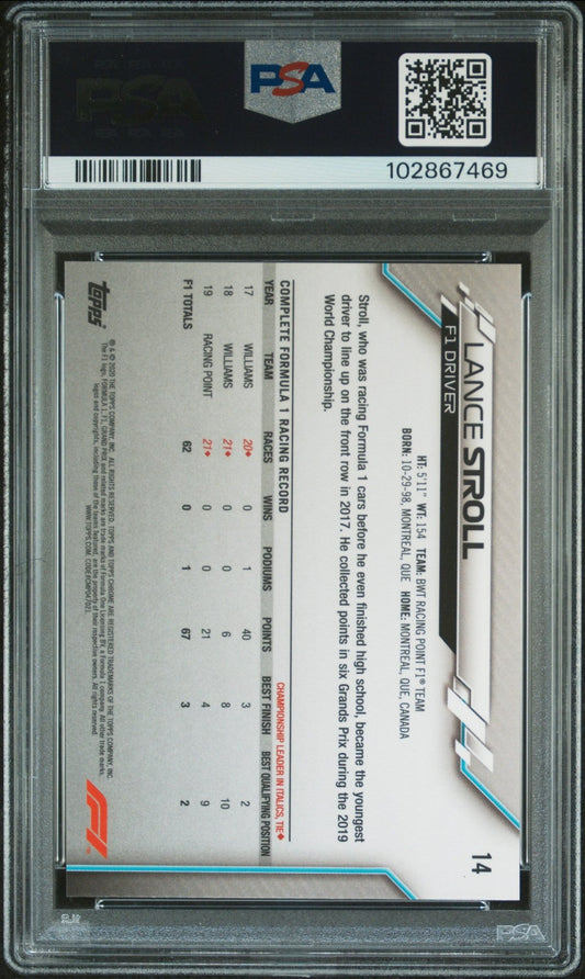 2020 Topps Chrome Formula 1 Sapphire Edition #14 Lance Stroll PSA 8 - ChronicCards