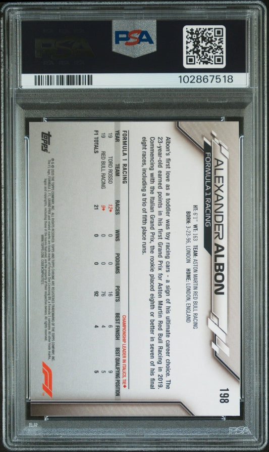 2020 Topps Chrome Formula 1 Sapphire Edition #198 Alexander Albon PSA 8 - ChronicCards