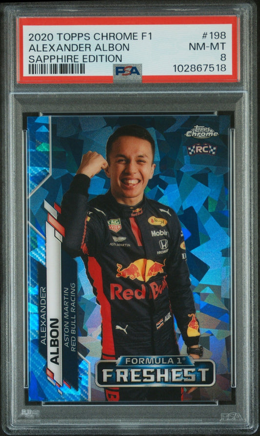 2020 Topps Chrome Formula 1 Sapphire Edition #198 Alexander Albon PSA 8 - ChronicCards