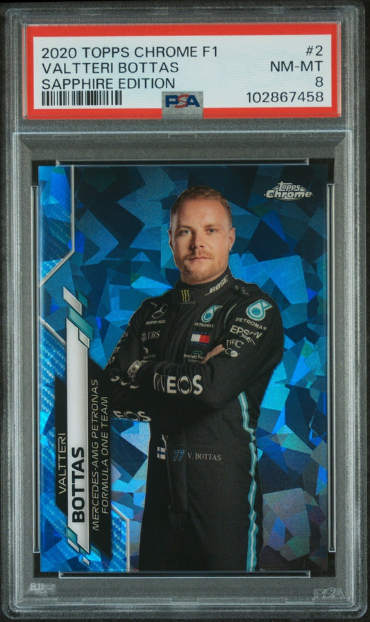 2020 Topps Chrome Formula 1 Sapphire Edition #2 Valtteri Bottas PSA 8 - ChronicCards