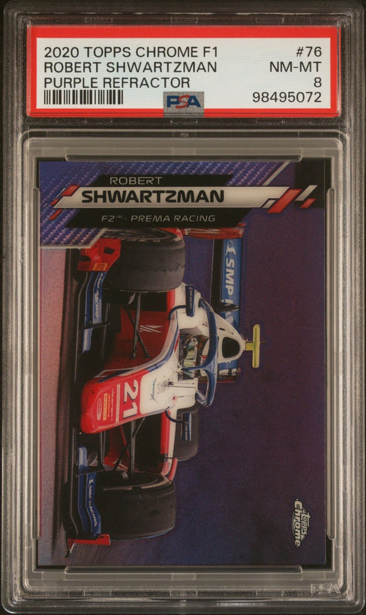 2020 Topps Chrome Formula 1 #76 Robert Shwartzman Purple Refractor PSA 8 104/399 - ChronicCards
