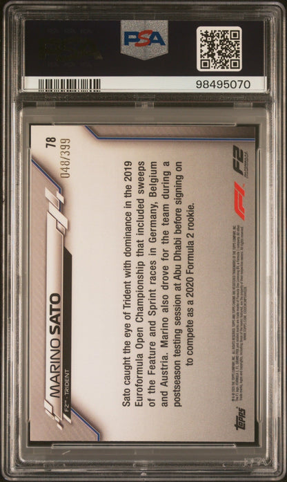 2020 Topps Chrome Formula 1 #78 Marino Sato Purple Refractor PSA 8 #/50 - ChronicCards