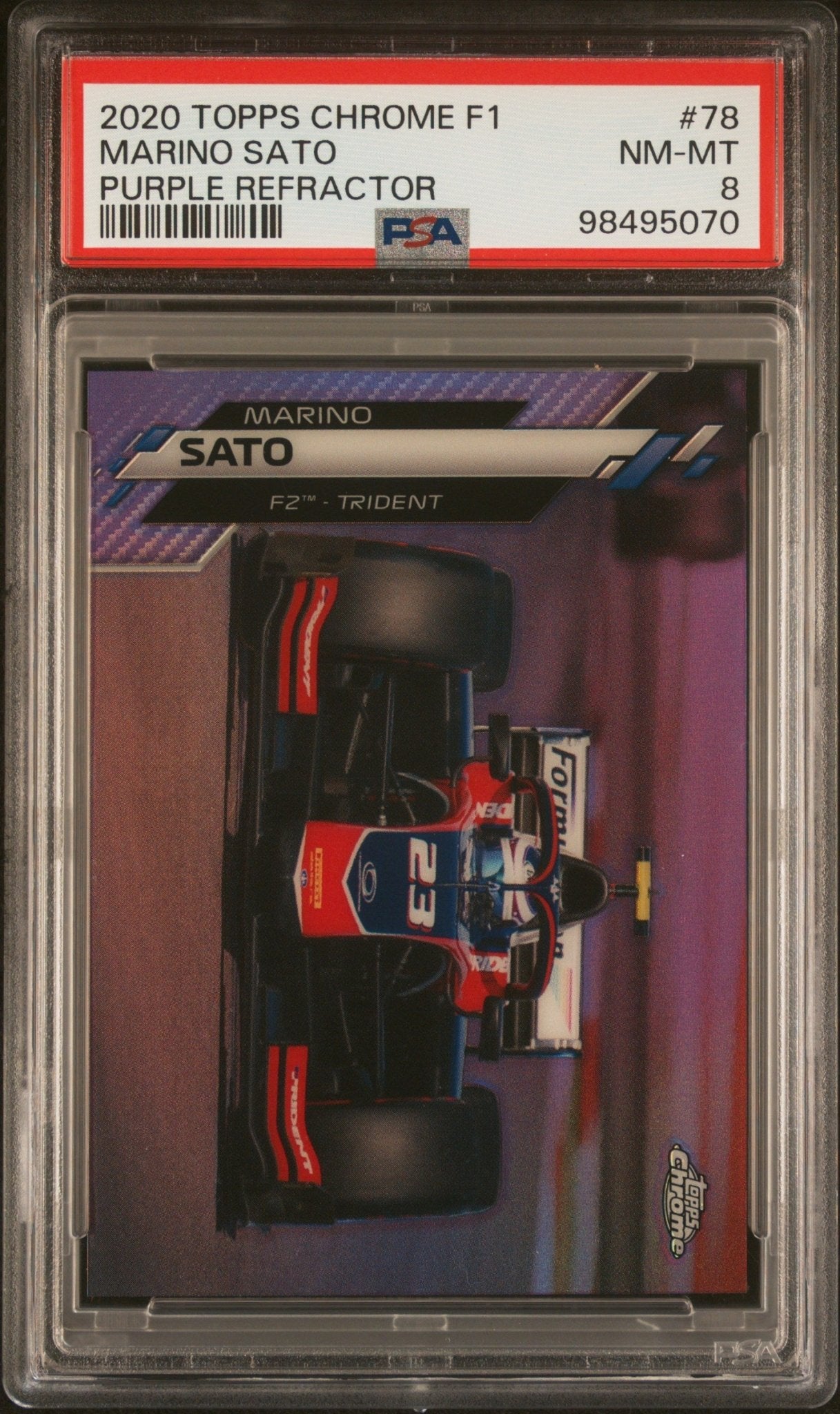 2020 Topps Chrome Formula 1 #78 Marino Sato Purple Refractor PSA 8 #/50 - ChronicCards