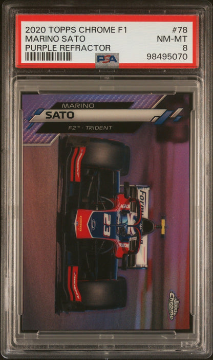 2020 Topps Chrome Formula 1 #78 Marino Sato Purple Refractor PSA 8 #/50 - ChronicCards