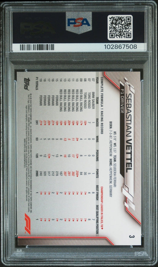 2020 Topps Chrome Formula 1 Sapphire Edition #3 Sebastian Vettel PSA 7 - ChronicCards