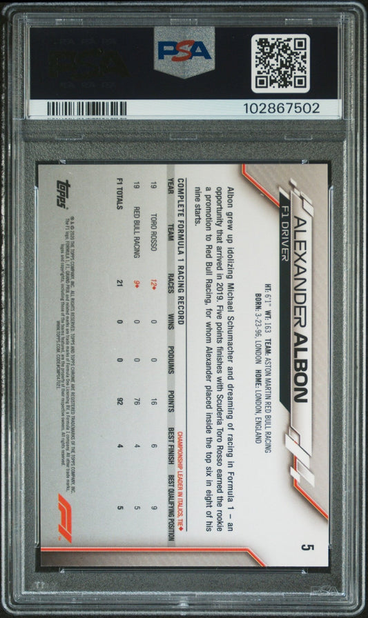 2020 Topps Chrome Formula 1 Sapphire Edition #5 Alexander Albon PSA 8 - ChronicCards