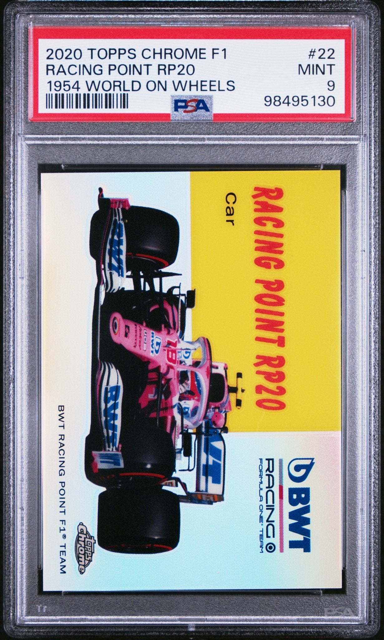 2020 Topps Chrome Formula 1 #22 Racing Point RP20 1954 World On Wheels PSA 9 - ChronicCards