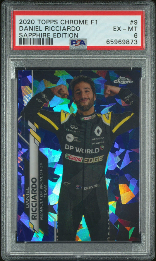 2020 Topps Chrome Formula 1 Sapphire Edition #9 Daniel Ricciardo PSA 6 - ChronicCards