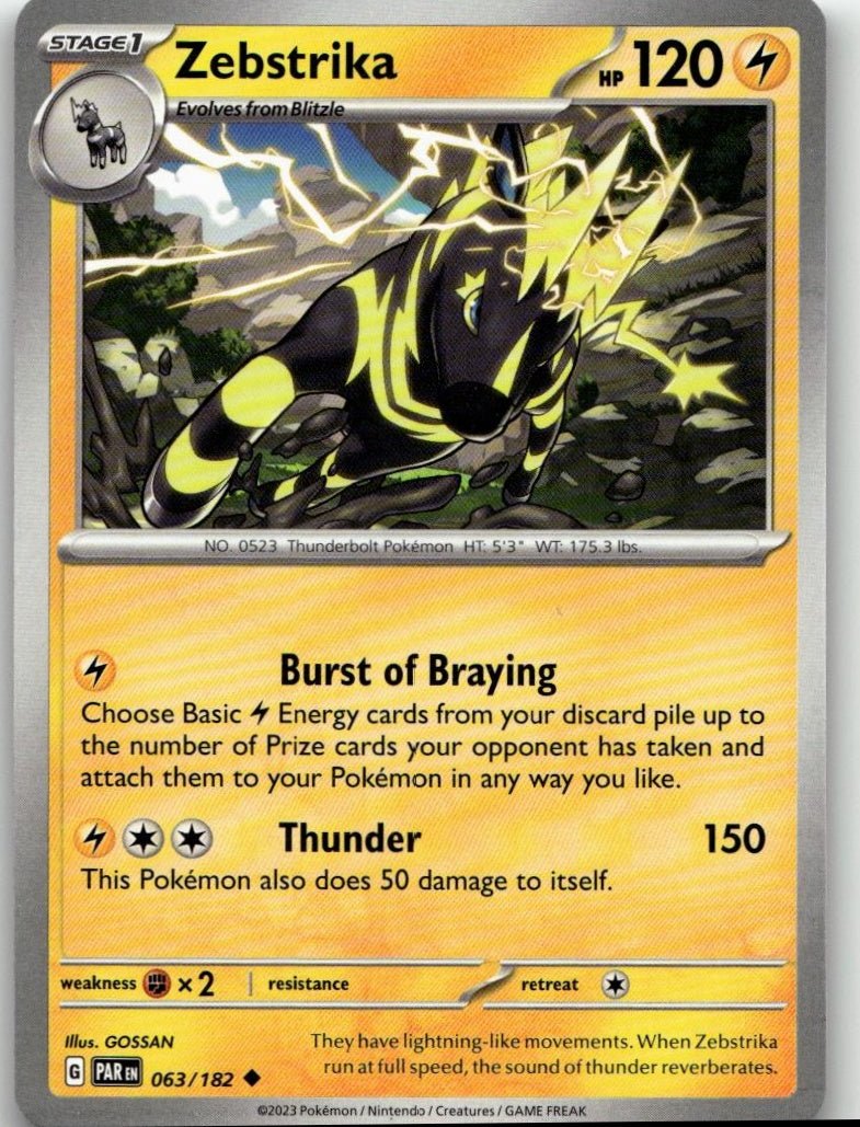 Pokémon SV04: Paradox Rift - Zebstrika #063/182 - ChronicCards