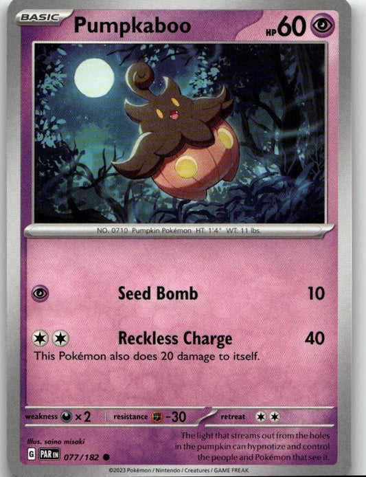 Pokémon SV04: Paradox Rift - Pumpkaboo #077/182 - ChronicCards