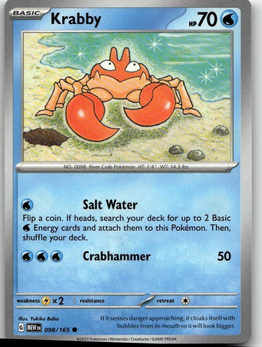 Pokémon SV: Scarlet & Violet 151 - Krabby #098/165 - ChronicCards