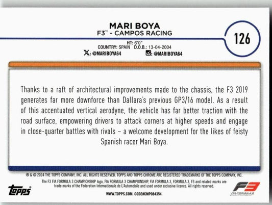 2024 Topps Chrome Formula 1 #126 Mari Boya - ChronicCards