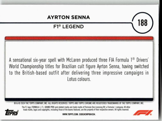 2024 Topps Chrome Formula 1 #188 Ayrton Senna - ChronicCards