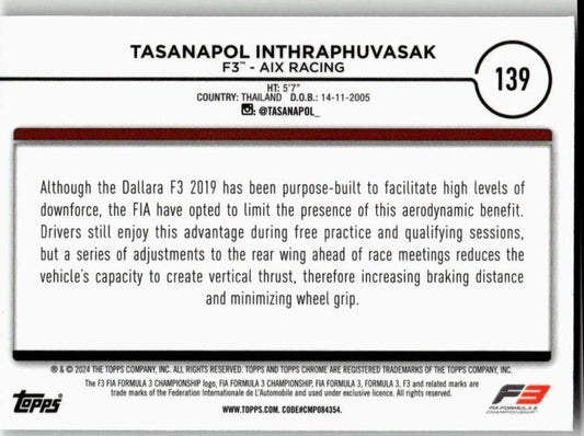 2024 Topps Chrome Formula 1 #139 Tasanapol Inthraphuvasak - ChronicCards