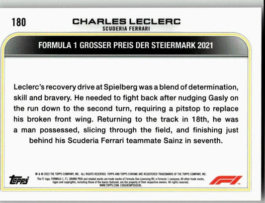 2022 Topps Chrome Formula 1 #180 Charles Leclerc - ChronicCards