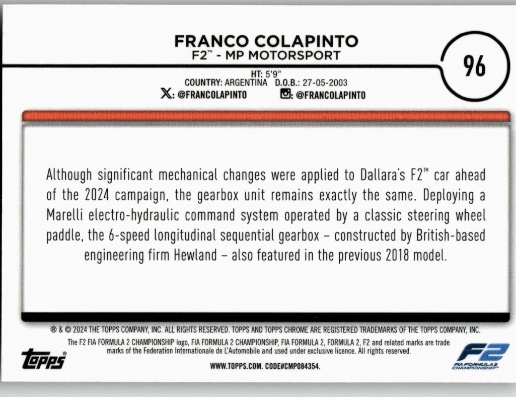2024 Topps Chrome Formula 1 #96 Franco Colapinto - ChronicCards
