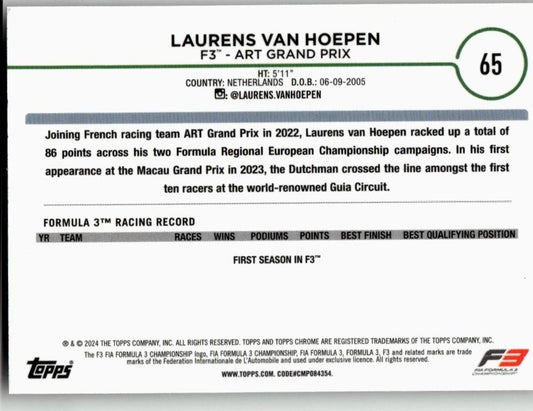 2024 Topps Chrome Formula 1 #65 Laurens Van Hoepen - ChronicCards