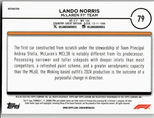 2024 Topps Chrome Formula 1 #79 Lando Norris - ChronicCards