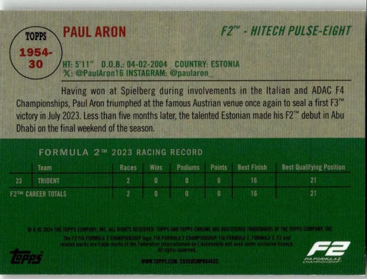 2024 Topps Chrome Formula 1 #1954 - 30 Paul Aron 1954 Topps - ChronicCards
