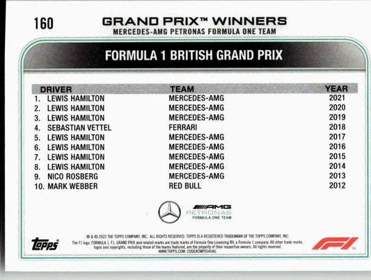2022 Topps Formula 1 #160 Lewis Hamilton - ChronicCards