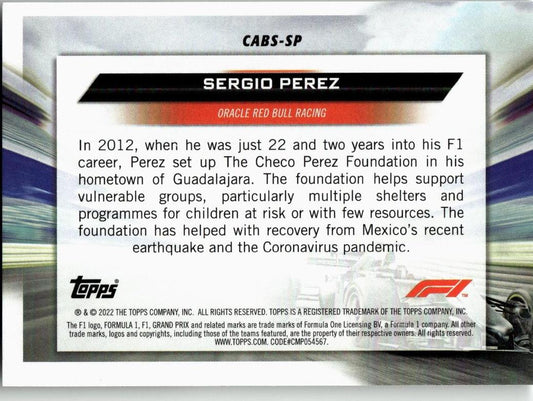 2022 Topps Formula 1 #CABS - SP Sergio Perez Clean Air, Blue Skies - ChronicCards