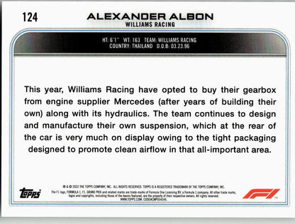 2022 Topps Formula 1 #124 Alexander Albon Checker Flag - ChronicCards