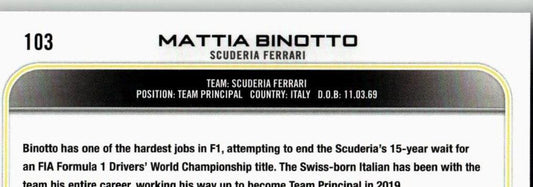 2022 Topps Formula 1 #103 Mattia Binotto - ChronicCards