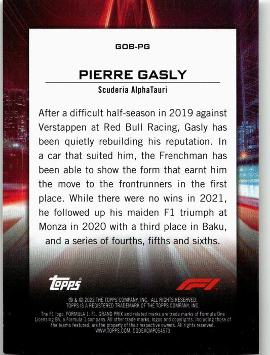 2022 Topps Formula 1 #GOB - PG Pierre Gasly Flash of Brilliance - ChronicCards