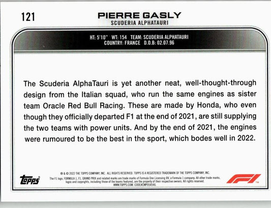 2022 Topps Formula 1 #121 Pierre Gasly Checker Flag - ChronicCards